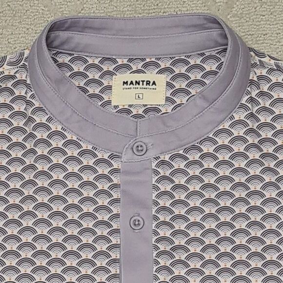 Mantra Catalyst Golf Polo Shirt Mens LARGE Geometric Stretch Blade Activewear - Picture 3 of 8